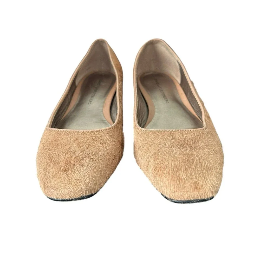 Diane von Furstenberg DVF Camel Calf Hair Ballet Flats Tan Sz 7.5 M Brazil